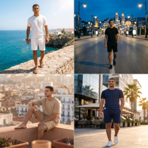 Ensemble ZARA Homme Blanc | T-Shirt Short Assorti Coton  Premium | Look Estival Épuré Été 2025 | Livraison Algérie
