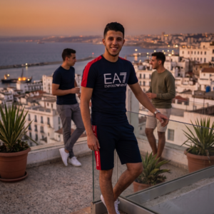 Ensemble EA7 Emporio Armani Marine Rouge Homme | T-Shirt  Short Assorti Sport Premium | Été 2025 | Algérie